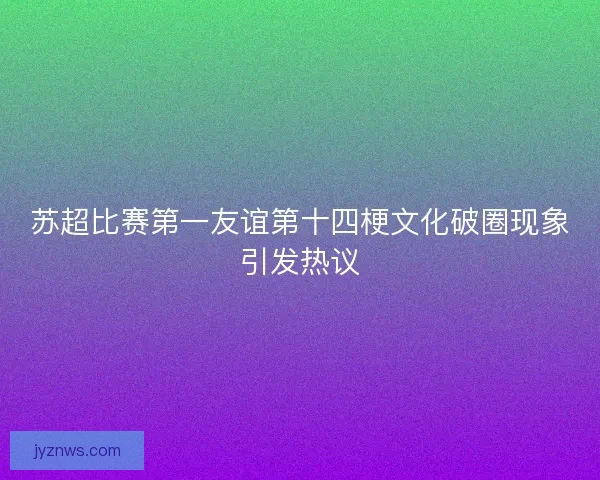 苏超比赛第一友谊第十四梗文化破圈现象引发热议